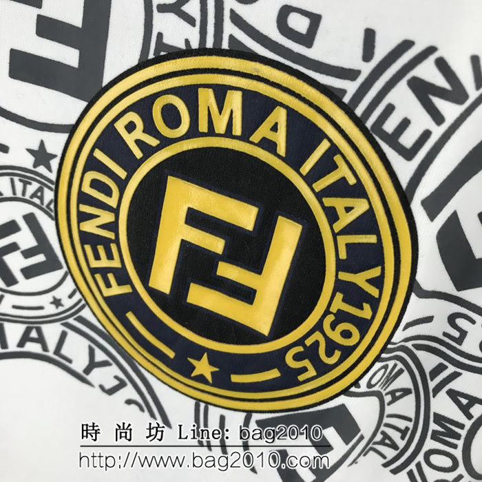 FENDI芬迪 19ss Roma系列 早春新款 厚版立體印花 白色短袖 男女同款 ydi1862